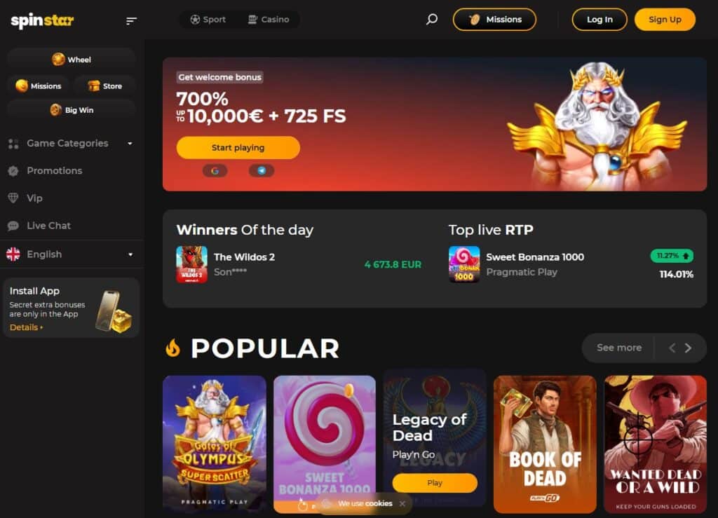 Spinstar Bonus Code januari 2026 » Claim €10.000 + 225 Spins Pakket!