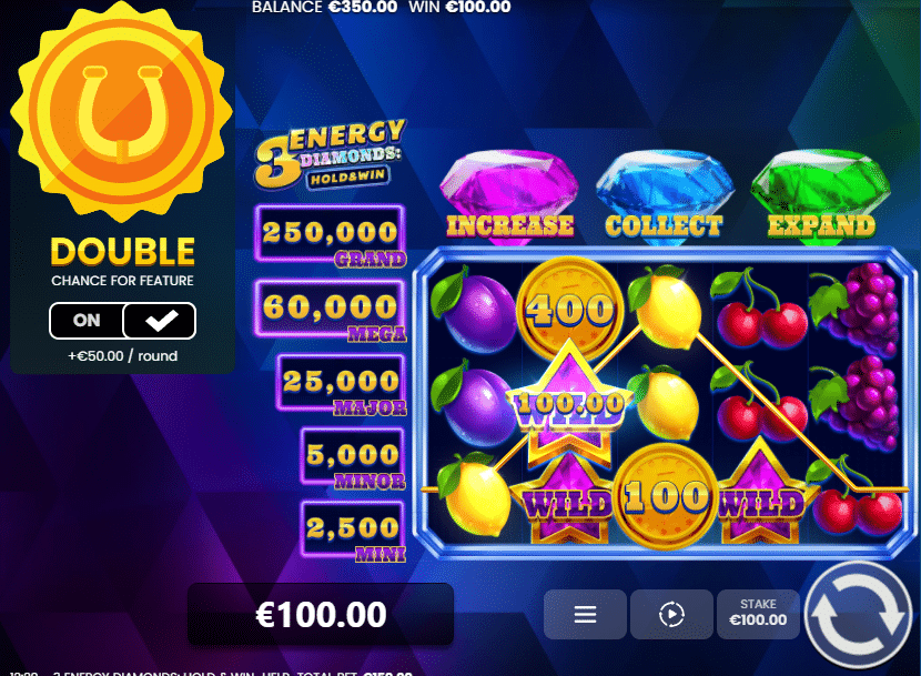 3 Energy Diamonds Hold and win demo