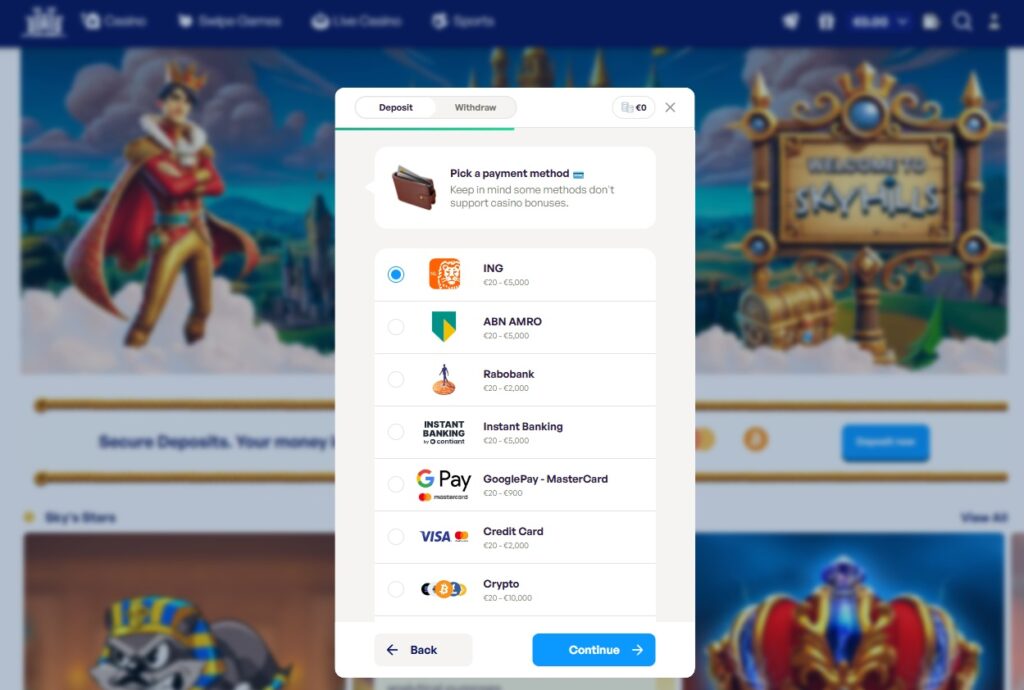 licensed SkyHills Casino high roller bonus